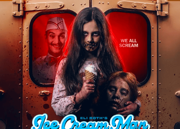 ICE CREAM MAN (Trailer) von Eli Roth | News Ice Cream Man Filmposter - gruselig aussehendes Mädchen mit einem Eis und einem Kopf in der Hand